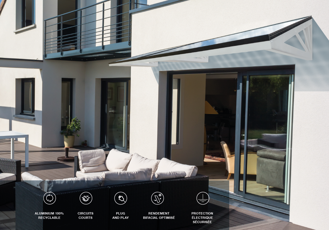 Auvent photovoltaïque ELECTRON Solenn installé